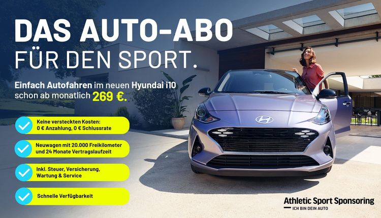 Das Auto-Abo von Athletic Sport Sponsoring + Hyundai i10 Prime 